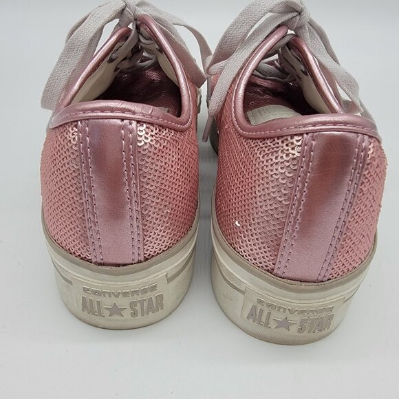 Converse All Star Pink Sequin Sneakers Women's Size 8.5 Sparkle Shoes - Picture 4 of 10